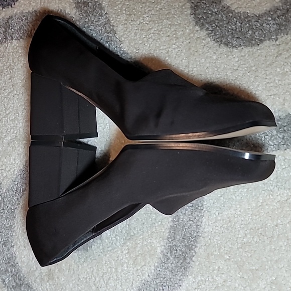 Nicewalk Miami black stretch forefoot insert block heel with silvery stripe sz10 - Picture 5 of 8